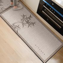 Kitchen floor mats are non-slip and oil-proof wipeable and wash-free special waterproof foot mats door diatom mud L-shaped carpets that absorb water