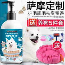 Samoyed shower gel special for white-haired puppies to remove yellow tear stains and leave fragrance dog bath supplies shampoo