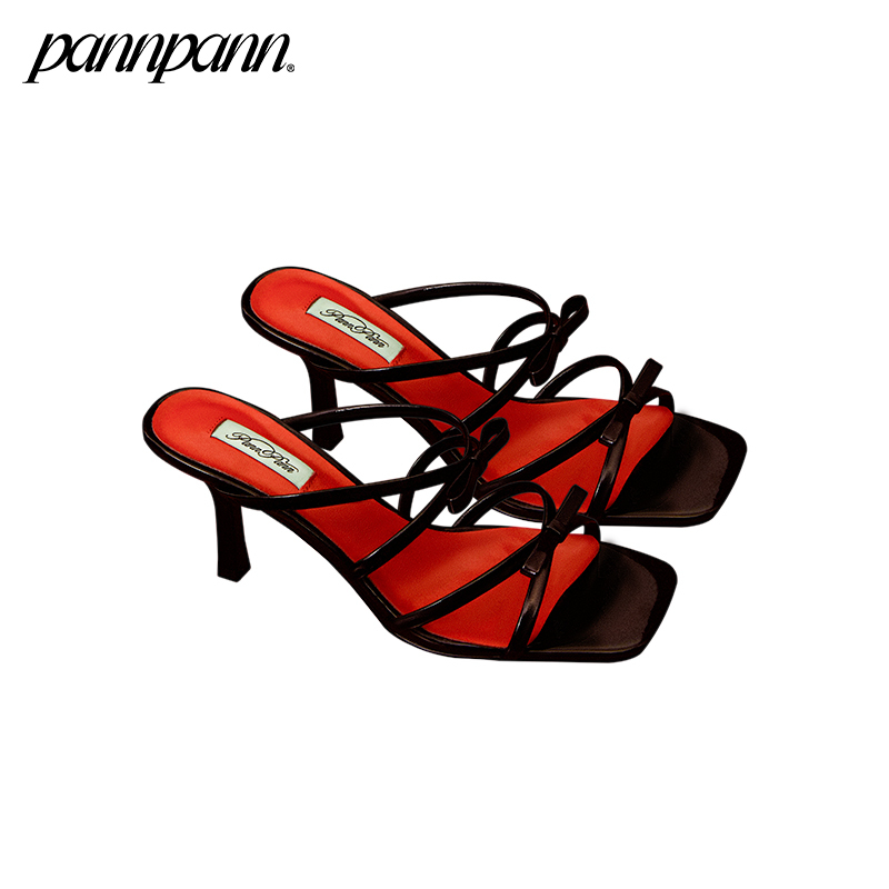 Pannpann Handmade Shoes Genuine Leather Cowhide and Sheepskin Bow Embellished Cross High-Heeled Sandals Stacy【In Stock】 Pannpann Handmade Shoes Genuine Leather Cowhide and Sheepskin Bow Embellished Cross High-Heeled Sandals Stacy【In Stock】