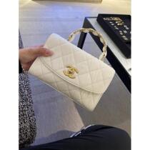 Gold grained lambskin mini handbag crossbody shoulder