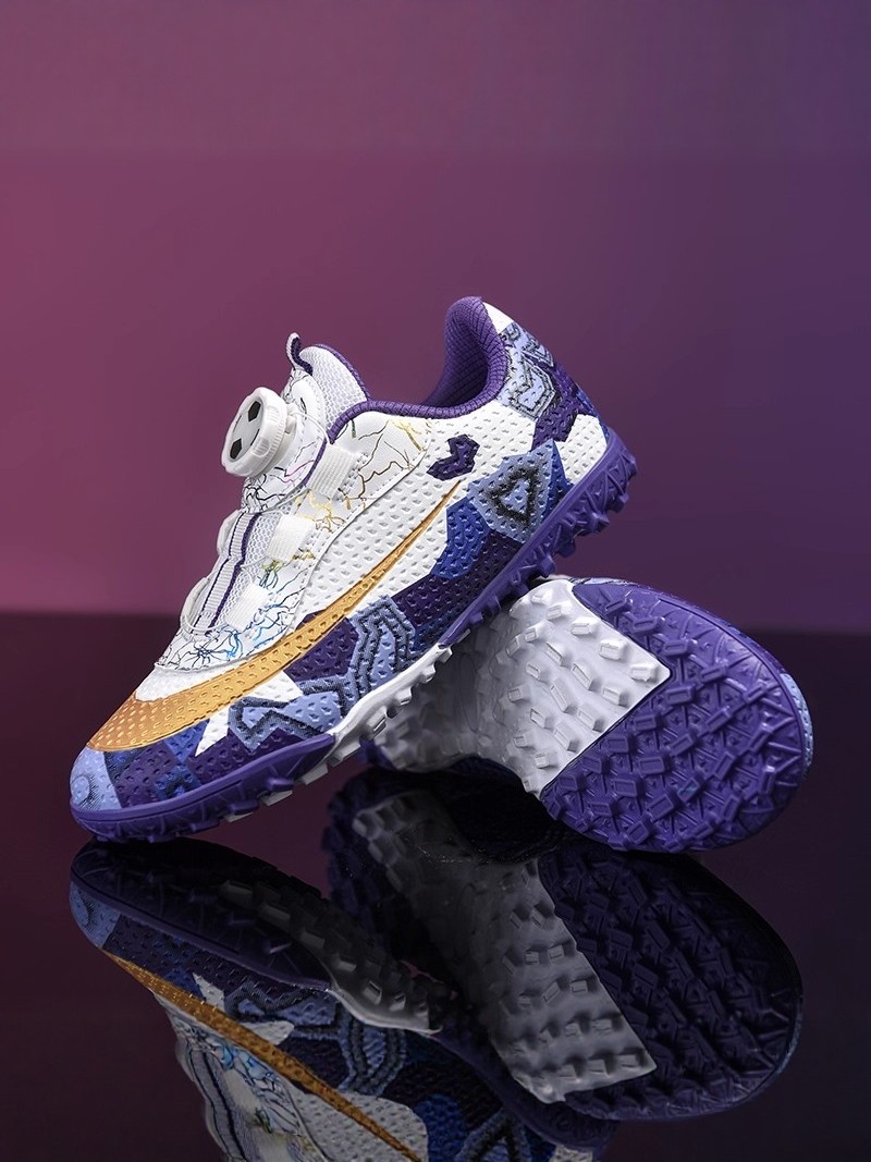 Children's Football Shoes, Boys' Rotating Buckle Professional Training Spikes, Student Competition Shoes, Short Spike Grass Sports Shoes