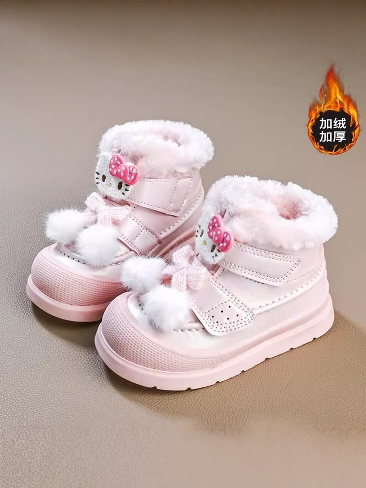 Girls' Snow Boots 2025 New Winter Warm Cotton Shoes for Girls, Cute Fleece-Lined Cotton Boots for Children, Non-Slip for Young Children
