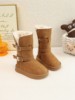 Girls' Snow Boots with Fleece Lining, Children's Long Boots, 2025 New Winter Girls' Warm Cotton Shoes, Princess High-Top Cotton Boots
