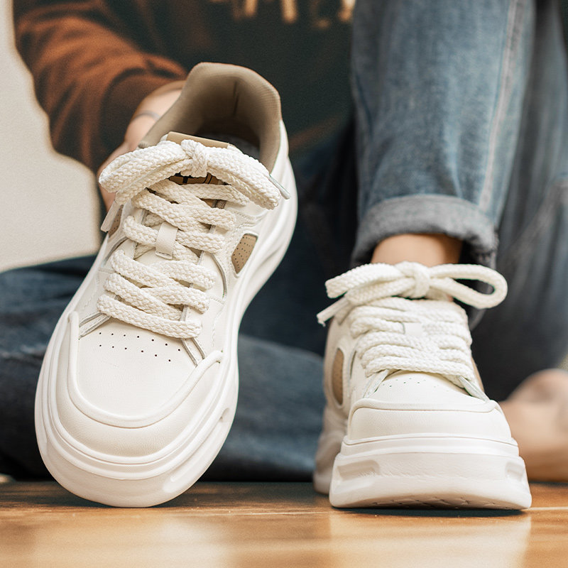 2026 New Men's Shoes, Summer Youth High-End Casual Sneakers, Soft Sole, Height-Increasing, Versatile Black Sports Trendy Shoes