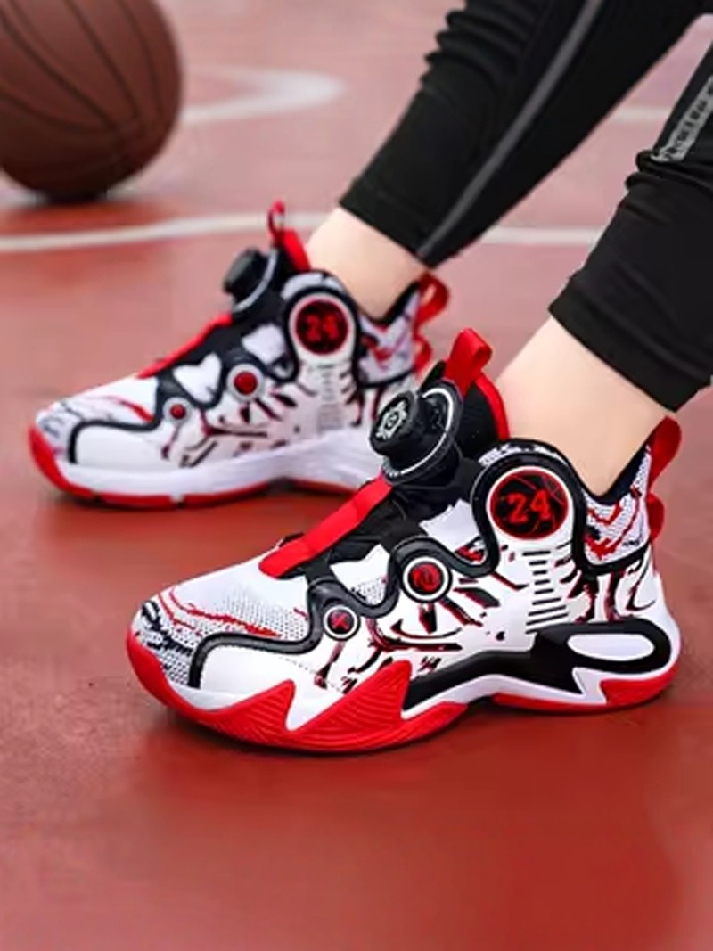 Children's Basketball Shoes for Boys 2026 New Winter Sports Shoes for Older Kids, Boys' Non-Slip Fleece-Lined Warm Cotton Shoes