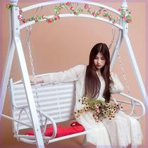 New outdoor rocking chair double iron swing hanging chair balcony indoor and outdoor double cradle chair home swing hammock