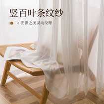 Modern simple vertical fantasy chiffon window screen light and shadow effect balcony curtain gauze living room internet celebrity white gauze