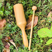 Wooden sound tube Orff musical instrument oak grooved single sound tube childrens music dubbing teaching aids log clapper