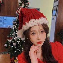 Christmas atmosphere supplies woolen hat Internet celebrity ins Christmas hat headwear red hat photo props New Year