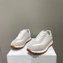 Retro moral training shoes for men spring and summer new trendy versatile breathable casual sports thick-soled elevated cowhide sneakers