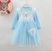 Girls spring Elsa princess dress Frozen little girl children spring and autumn Elsa mesh dress spring style