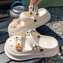 Anti-collision slippers for women summer princess outer wear indoor and home thick-soled anti-slip poop-feeling EVA hole shoes