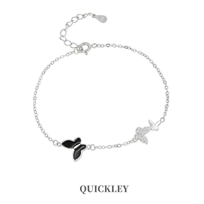 Quickley Silver Butterfly Bracelet for Women, Light Luxury Versatile Exquisite Chain Hand Jewelry
