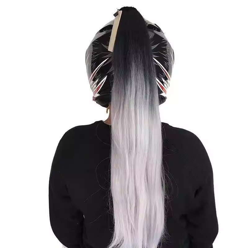 Domineering Helmet Wig Helmet Decoration Ponytail Cool Helmet Dreadlocks Motorcycle Motorbike Electric Vehicle Gradient Ponytail