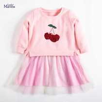 Little maven winter long-sleeved velvet childrens skirt European and American childrens dress casual mesh childrens skirt
