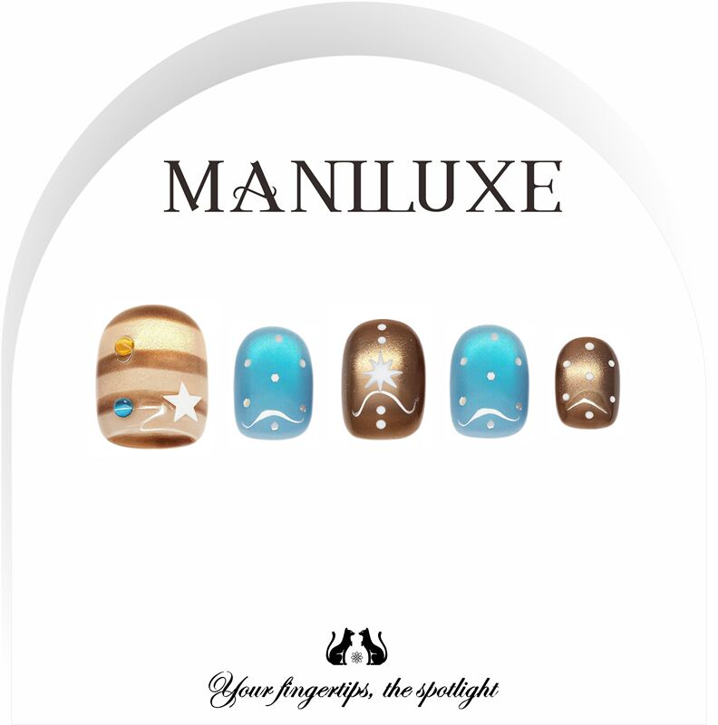 Maniluxe【Star and Moon Myth】American Retro Artistic Niche Cat-Eye 2026 New Handmade Wearable Nails