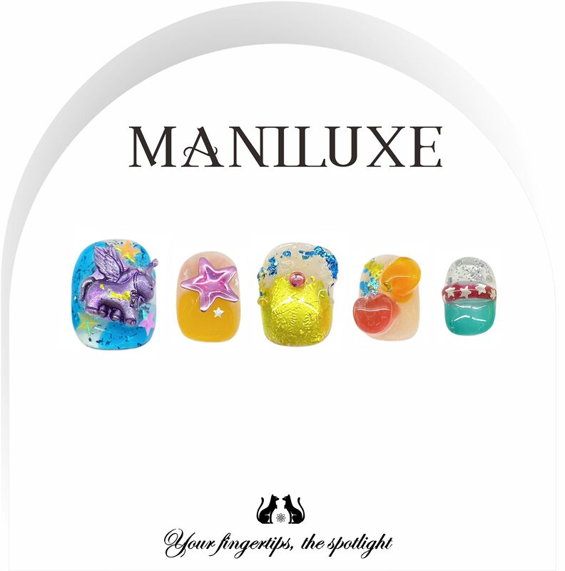 Maniluxe【God of Love Arrives】Original 3D Embossed Niche Dopamine New Handmade Wearable Nails Short Style Maniluxe【God of Love Arrives】Original 3D Embossed Niche Dopamine New Handmade Wearable Nails Short Style