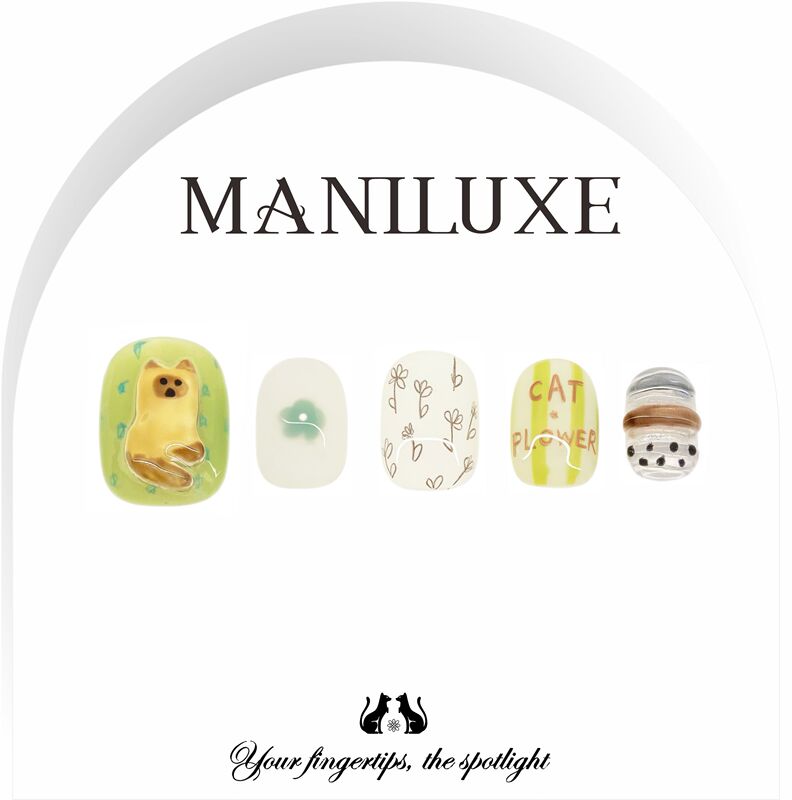 Maniluxe【Sleepy Cat】Original Niche Art Graffiti 2026 New High-End Handmade Wearable Nails