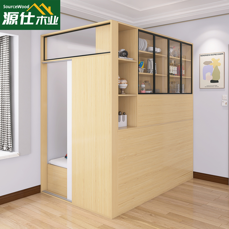 Living Room Partition Bed, Foyer Storage Cabinet Integrated Combination, One Bedroom Transforms into Two Bedrooms, Small Apartment Tatami Storage Bed Living Room Partition Bed, Foyer Storage Cabinet Integrated Combination, One Bedroom Transforms into Two Bedrooms, Small Apartment Tatami Storage Bed