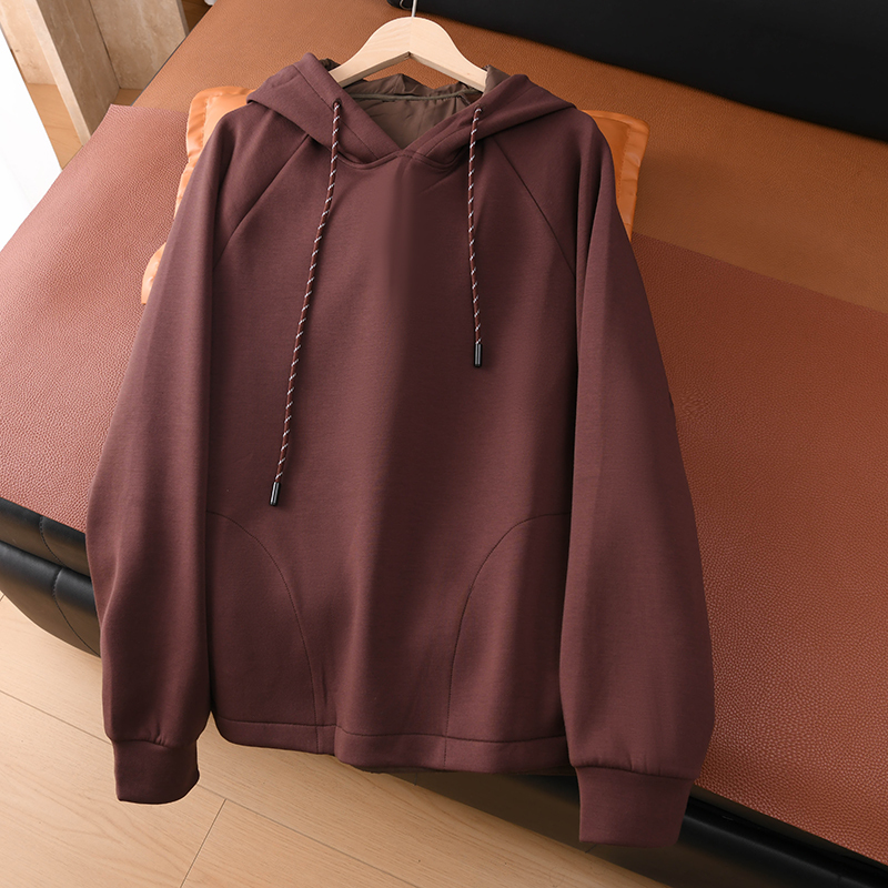 Special Offer in Stock 50% off Fleece-Lined Front Panel, Quilted Back with Diamond Stitching, Hooded Solid Color Sweatshirt, Casual Versatile Hoodie