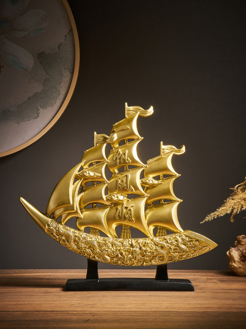 Smooth Sailing Sailboat Ornament for Boss's Office, Home Entrance, Wine Cabinet Decoration, Antique Shelf, Light Luxury