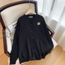 N130 300 pounds plus size womens autumn clothing fat mm daisy embroidery slim knitted sweater cardigan XX2092
