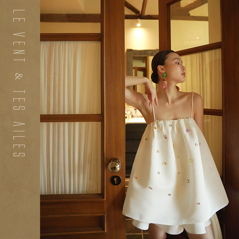 Le Vent&Tes Ailes · Bai Li · French-Style Heavy Beading Design Holiday Suspender Dress Set