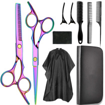 Factory direct selling stainless steel hair scissors 11-piece set professional hairdressing scissors thinning broken hair scissors bangs artifact
