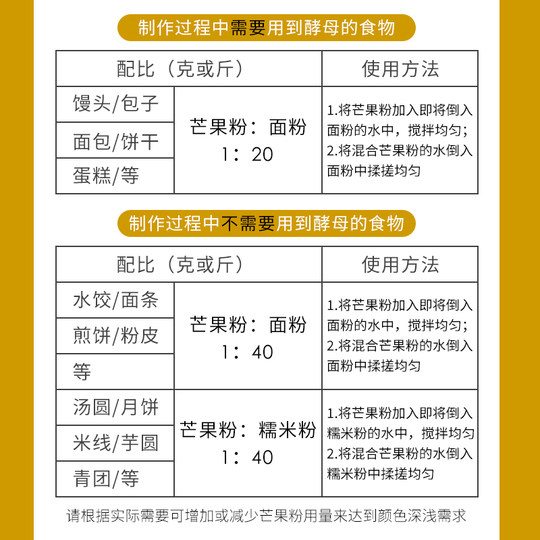 芒果粉商用果蔬粉食用色素饺子粉面点烘焙专用蒸馒头天然面条糕点