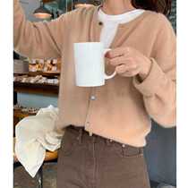 Autumn and Winter Womens 100 Pure Wool Sweater Womens Cardigan Short Round Neck Thick Knitted Bottoming Cashmere Cardigan Women 2023