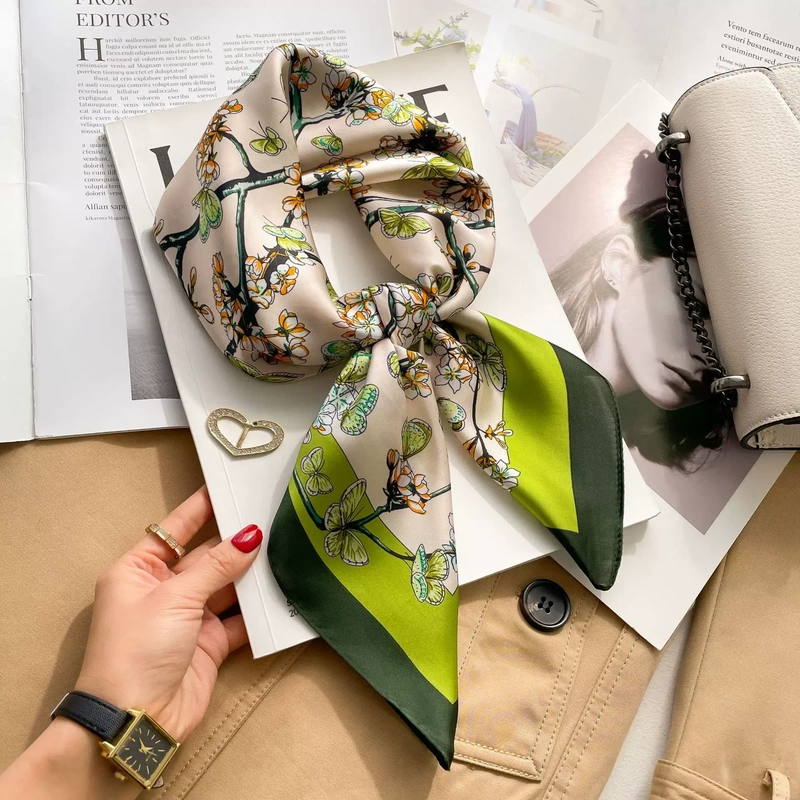 Hangzhou Silk Korean Dongdaemun Feather Silk Scarf Shawl 100% Mulberry Silk Scarf Neckerchief 70cm Square Scarf