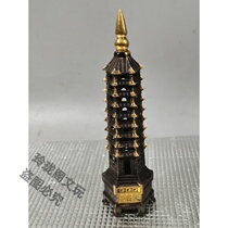 Linglong Pavilion nine-story tower 34 antique collection patinated Wenchang tower gilt old red copper elegant ornaments