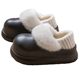 Women's Cotton Slippers for Winter, Waterproof, Closed Heel, Non-Slip, Indoor Home Use, Fleece-Lined, Thickened, Height-Increasing, Warm Women's Cotton Shoes