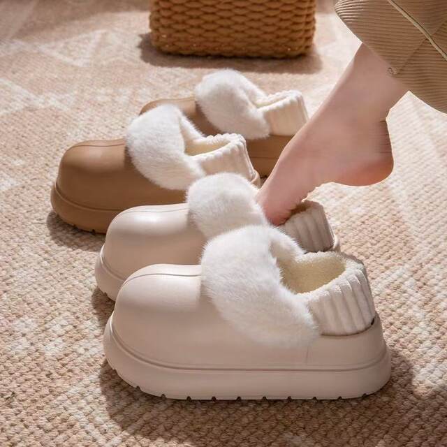 Waterproof Cotton Slippers for Women, Autumn and Winter, with Covered Heel, Thick Sole, Non-Slip, Detachable, Thickened, Warm Cotton Slippers for Women, Suitable for Outdoor Wear