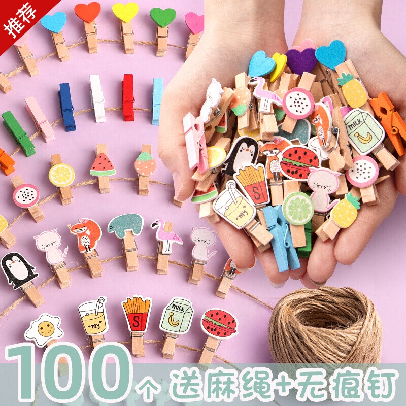 Colorful Wooden Clips for Wall Decoration, Hemp Rope Clips, Hanging Ropes, Photo Clips for Polaroid Photos, Hanging Photo Ropes, Postcard Wall Clips, Small Photo Clips, Wooden Photo Albums, Cartoon Clips, Fasteners