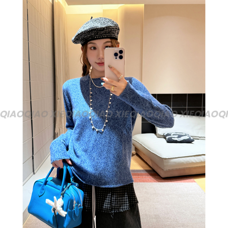 Xie Qiaoqiao Xingsui Fu Ye Alpaca Wool Merino Wool Lyocell Soft and Lazy Round Neck Slimming Long Sleeve Knitwear Xie Qiaoqiao Xingsui Fu Ye Alpaca Wool Merino Wool Lyocell Soft and Lazy Round Neck Slimming Long Sleeve Knitwear