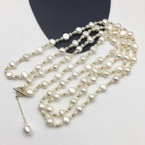 Douyin Kuaishou hotly recommended dress accessories fashion baroque natural freshwater pearl long chain sweater chain