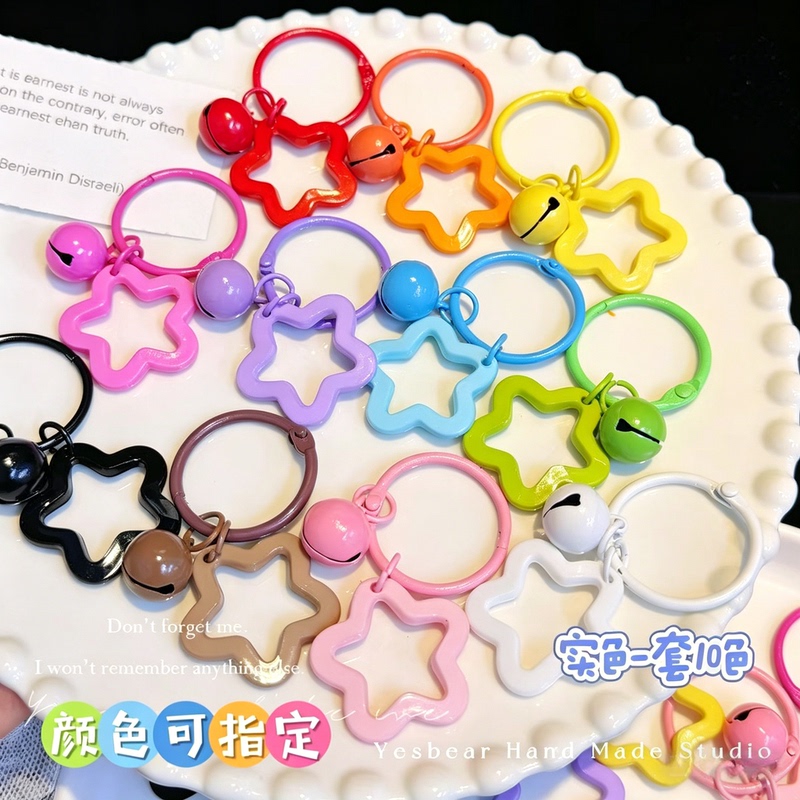 Colorful Five-Pointed Star Keychain Dopamine Acrylic High-End Feel Beaded Accessories Buckle DIY Handmade Materials