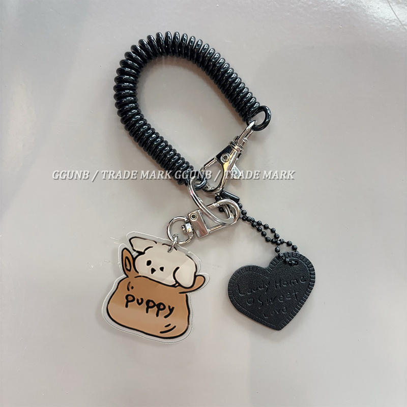 Pocket Puppy Anti-Lost Spring Rope Keychain Retractable Phone Cord Bag Wrist Lanyard Elastic Key Chain