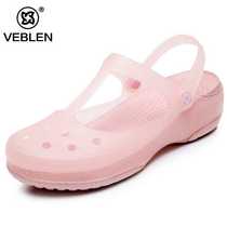 VEBLEN Croc Shoes Womens Sandals Summer New Outerwear Baotou Slippers Thick Sole Non-Slip Beach Shoes
