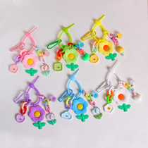 ins creative soft glue flower key rope pendant small fresh tulip keychain girl heart bag hanging jewelry