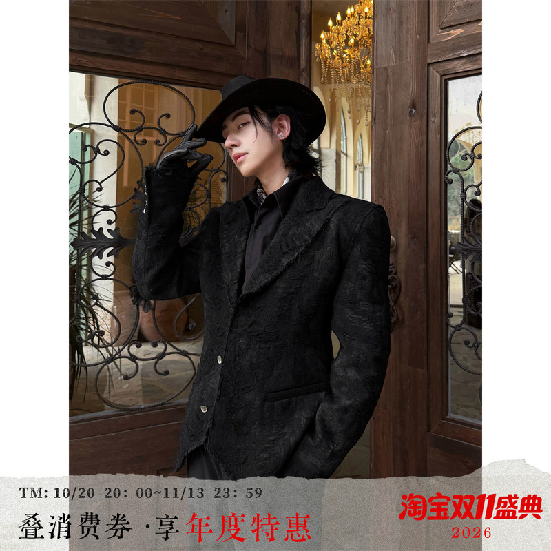 Balitone "Dracula's First Year" Original Heavy-Duty Distressed Texture Peaked Lapel Suit for Men Balitone "Dracula's First Year" Original Heavy-Duty Distressed Texture Peaked Lapel Suit for Men