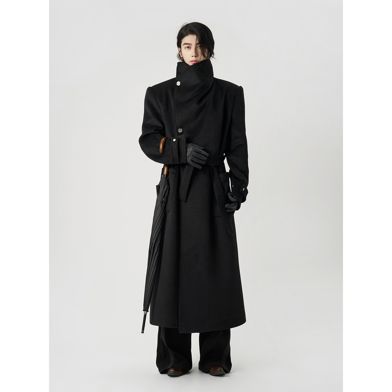 Balitone "Troubadour" Original Black Wool Blend Multi-Form Long Woolen Coat Woolen Jacket