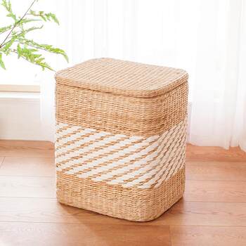 Direct sales new 14y rattan storage stool storage stool solid wood household door shoe replacement stool straw weaving makeup stool customer