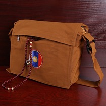 Zen meditation bag layman bag Buddha square corner canvas shoulder bag mountain bag Buddha bag monk bag fragrant bag Arhat bag with opening