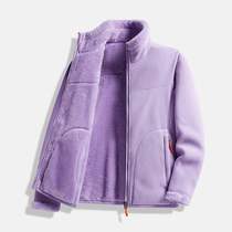 Cardigan fleece womens autumn and winter jacket lining coral velvet thickened polar fleece jacket mens trendy