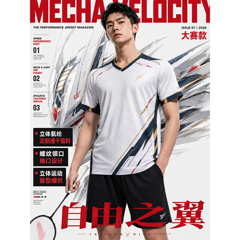 【Competition Edition】Wings of Freedom Mecha Non-Stick Badminton Sports Quick-Dry Competition Uniform Competition-Grade Fabric Authentic