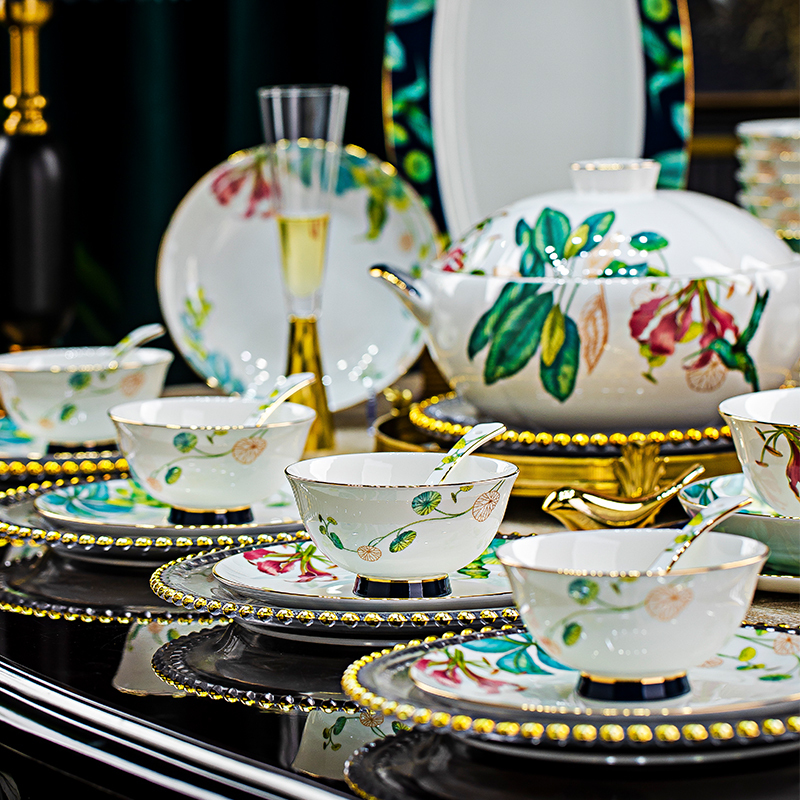 Bowl Set for Home Use 2026 New Model Tableware Set Jingdezhen Ceramic Bowl and Plate Set Chinese Tableware High-End Gift