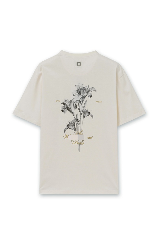 Wym Summer 26Ss New Ivory White Floral Print Men's Short-Sleeved Pure Cotton Loose T-Shirt