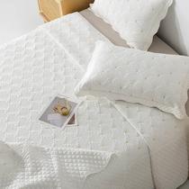 Nordic style double-sided embroidered quilted quilt three-piece set Korean-style four-season king bed cover quilted sheet single piece air-conditioned quilt